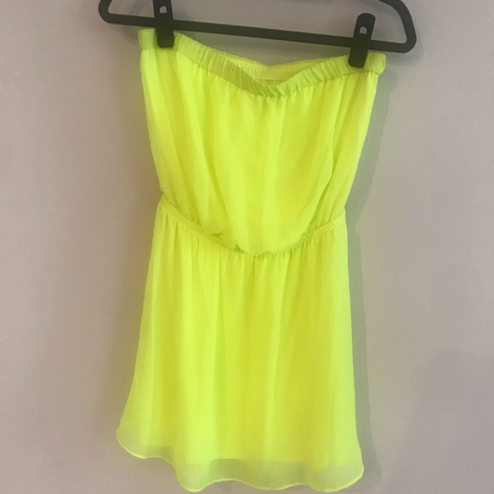 Fun neon strapless mini dress